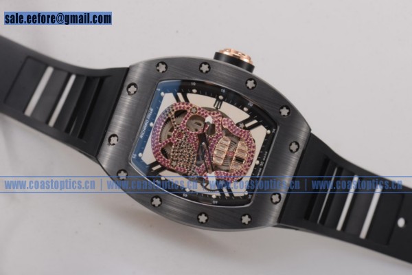 Richard Mille RM052 Perfect Replica Watch PVD/Rose Gold Black Rubber - Click Image to Close